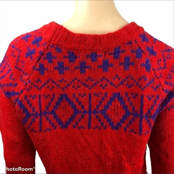 Cocogio Red Fair Isle Knit Alpaca Blend Sweater Women’s Medium - Picture 5 of 7